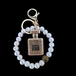 Champagne color Rhinestone Perfume Bottle Key Chain Purse Pull Unbranded
